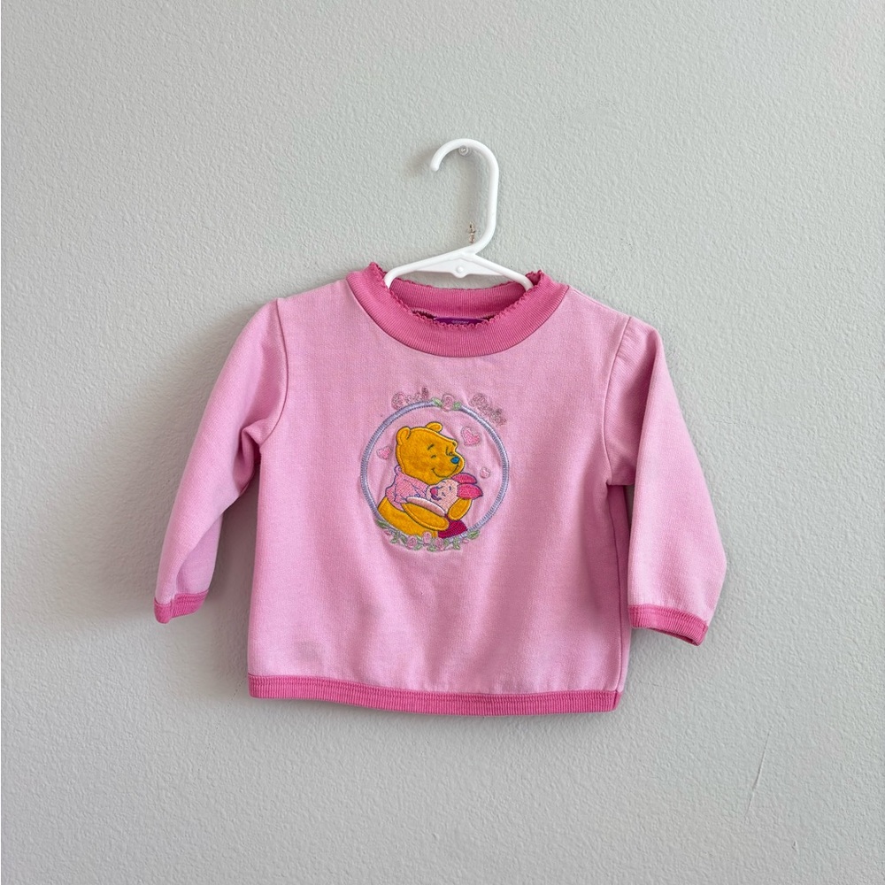 Vintage Disney pooh & piglet pink embroidered sweatshirt